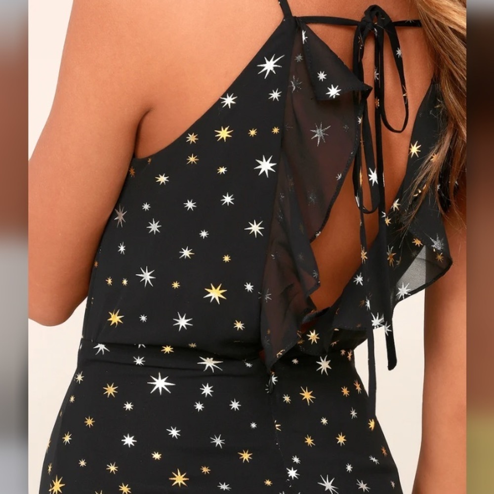 Galactic Goddess Black Star Print Maxi Dress - Picture 3 of 5